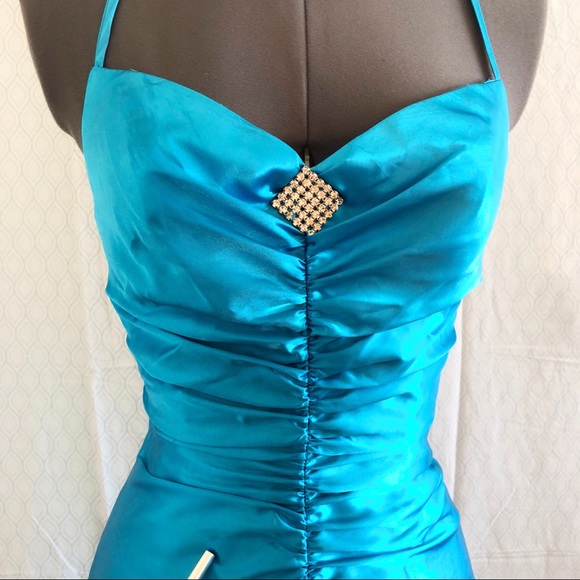 Jessica McClintock turquoise high low gown - Picture 5 of 8
